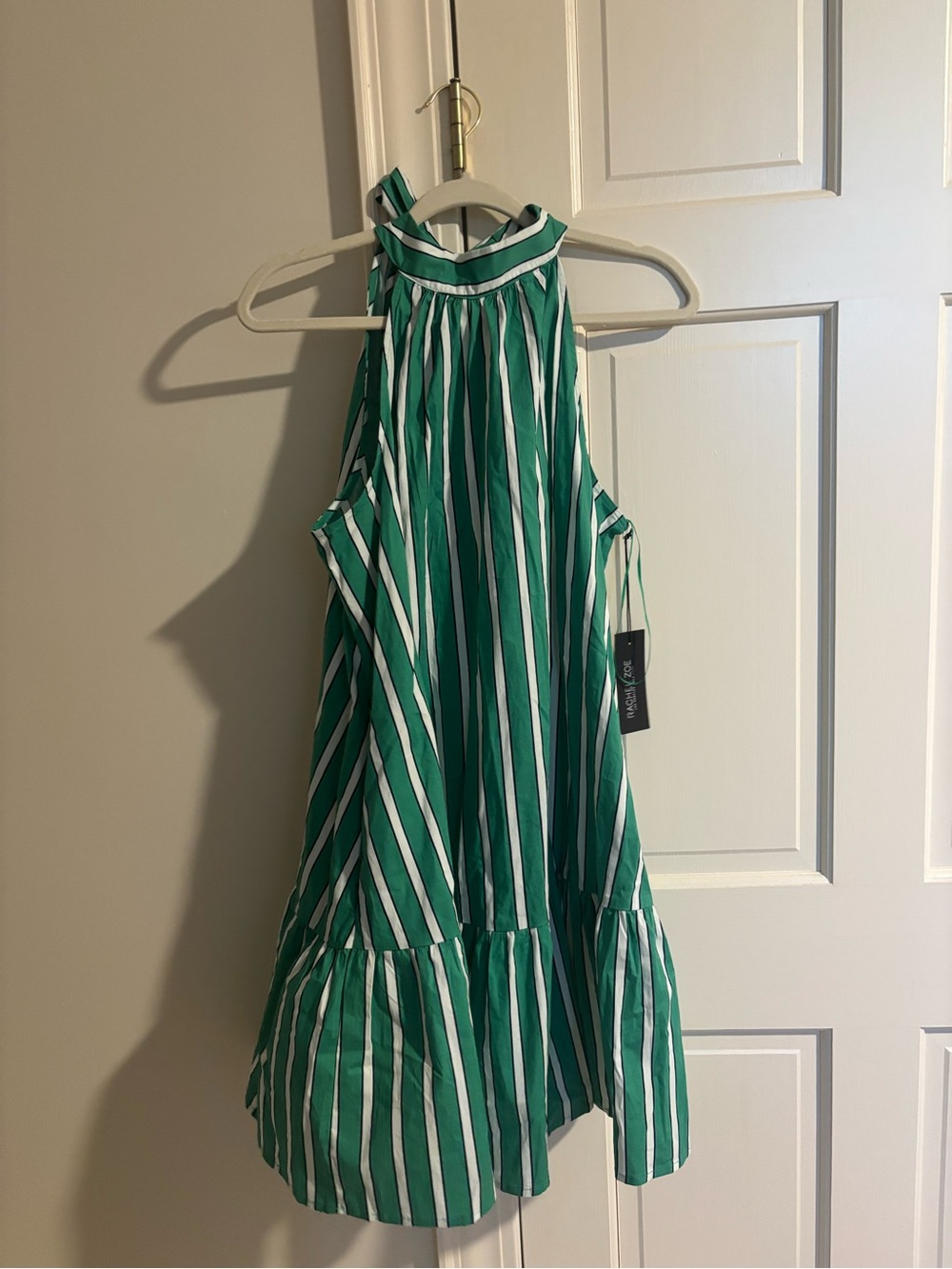 Rachel Zoe Green and White Striped Halter Dress